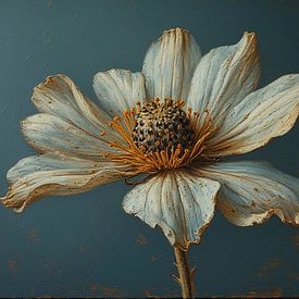 Een stilleven van een klaproos op donkere achtergrond. van J.a Dijkstra