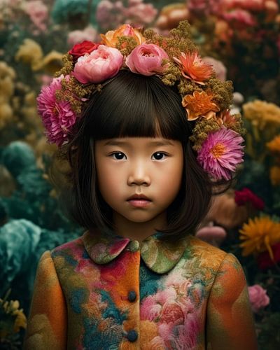 Kleurrijk fine art portret van een Aziatisch meisje