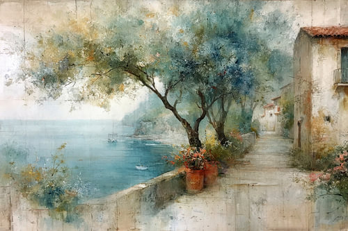 Mediterranean Seaside Promenade in Summer Light