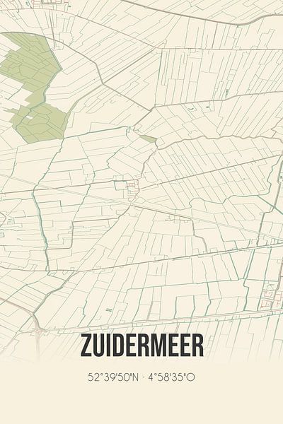 Alte Karte von Zuidermeer (Nordholland) von Ortsdrucke