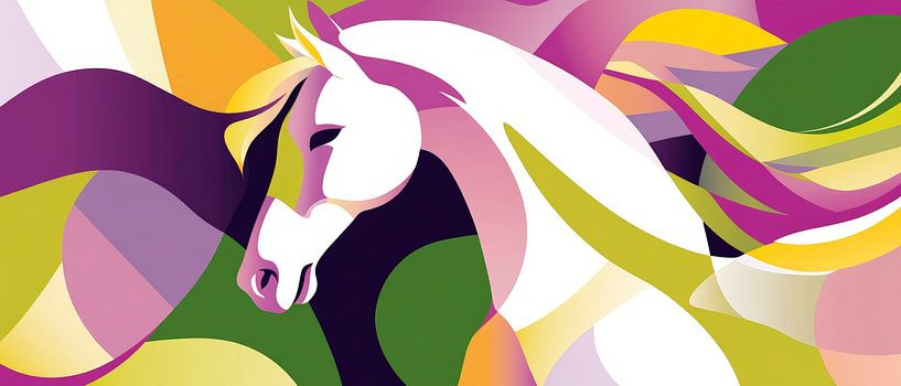 Colourful horse portrait in abstract style by Poster Art Shop