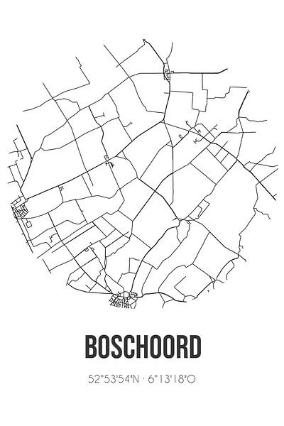 Boschoord (Drenthe) | Map | Black and White by Prints of Place