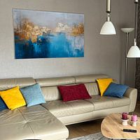 Photo de nos clients: Voile Bleu – Harmonie abstraite en bleu, blanc et or par Joriali Art abstrait, sur artframe