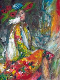 Pierrotje met haar duifje. van Ineke de Rijk