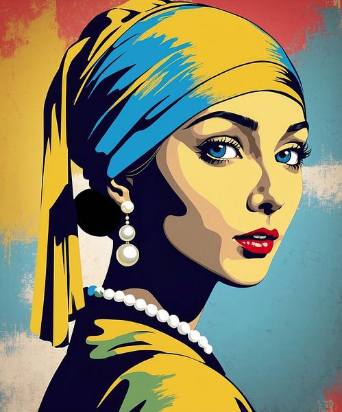 Pearl Girl in Pop Art by Wall Art Creations by Peter
