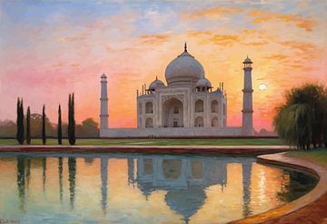 Taj Mahal-Sonnenuntergang-Landschaft von MIROKKU
