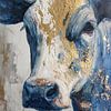 Golden Serenity - Vache minimaliste en bleu marine sur Thea