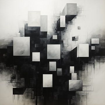 Cubes modern black and white by The Xclusive Art