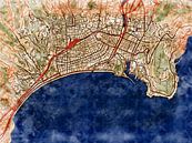 Kaart van Nice centrum in de stijl 'Serene Summer' van Maporia thumbnail