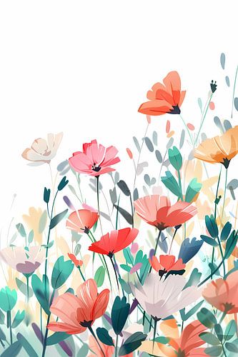 Digitale Print van Zachte Bloemenzee