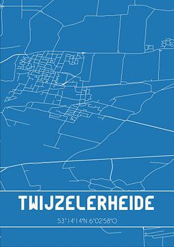 Blauwdruk | Landkaart | Twijzelerheide (Fryslan) van MijnStadsPoster