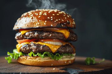 Hete cheeseburger - Stijlvolle keukenposter van Poster Art Shop