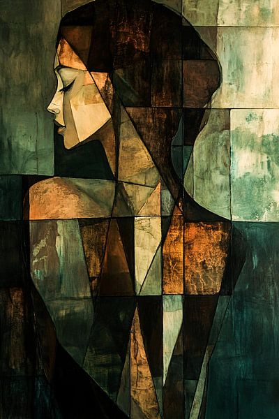 Abstract cubist female portrait by Art & Soul Creations