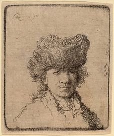 Rembrandt van Rijn, Selbstbildnis in einer Pelzmütze