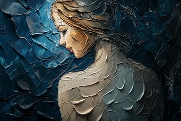 beeld vrouw in van Goghkleuren van Egon Zitter