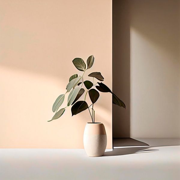 Pflanze in Vase in voller Sommersonne von Maarten Knops