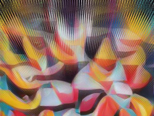 Abstract dot pattern in red blue yellow