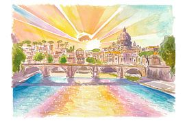 Unglaubliche Rom-Szene mit Sonnenstrahlen über der Ewigen Stadt