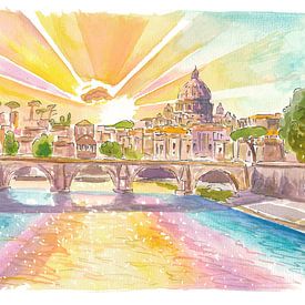 Incroyable scène de Rome avec des rayons de soleil au-dessus de la Ville éternelle sur Markus Bleichner