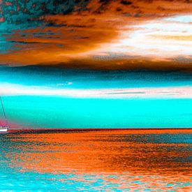 Boat at sea by Elroy Spelbos