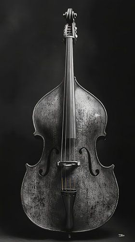 Muziekinstrument in zwart-wit