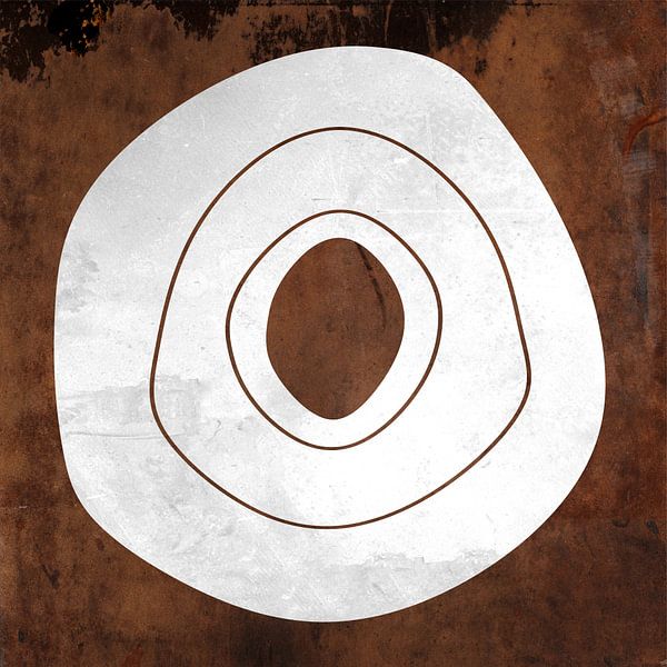 Abstracte geometrische cirkels in grunge roestbruin 10 van Dina Dankers
