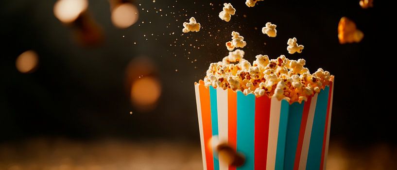 Popcornregen aus buntem Becher von Poster Art Shop