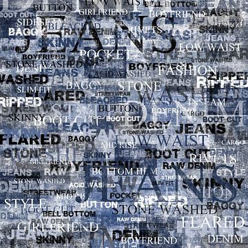 Wort Wandkunst Jeans von WordWallArts by Monique