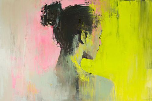 Abstract vrouwelijk portret schilderij