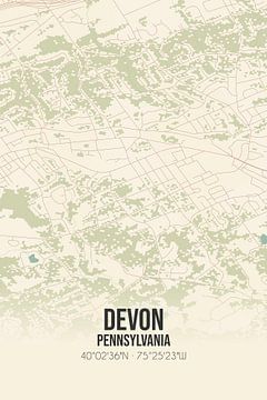 Vintage landkaart van Devon (Pennsylvania), USA. van Rezona