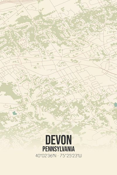 Carte ancienne de Devon (Pennsylvanie), USA. par Affiches de lieux