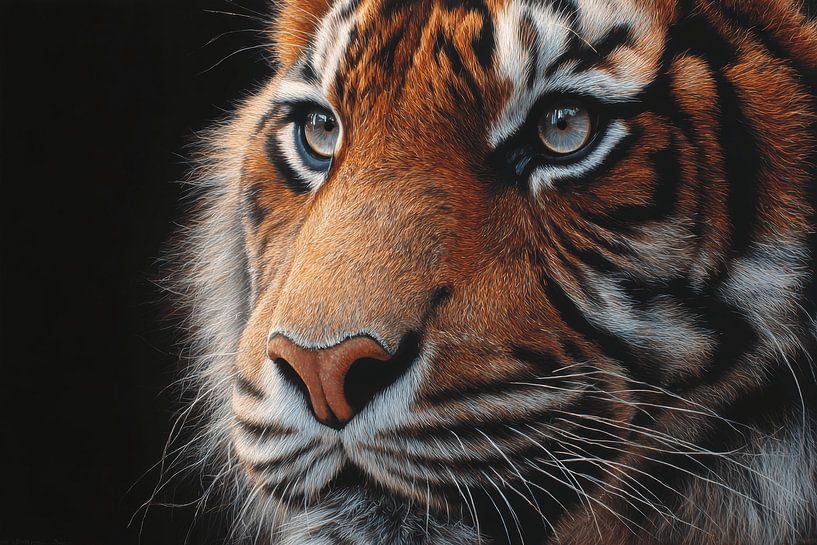 Tiger in Silent Light Intense Portrait of Strength by Eva Lee