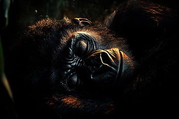 Slapende gorilla in zacht licht van Imperial Art House