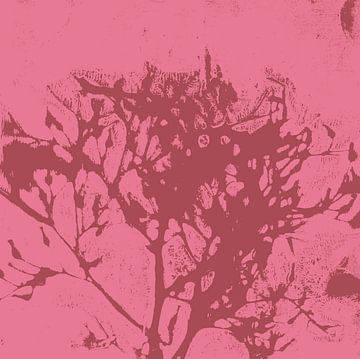 Abstracte botanische kunst. Organische vormen in roze en warm bruin. van Dina Dankers