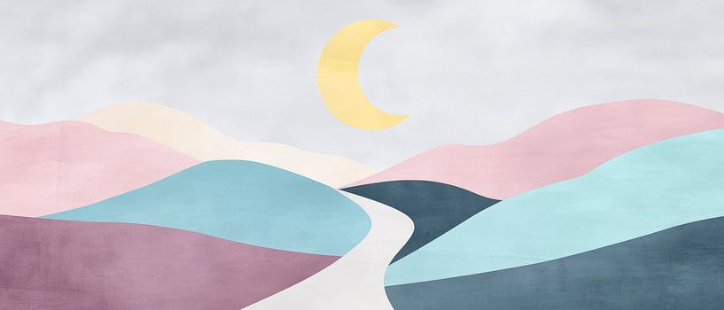 Gentle hills under soft moonlight by Poster Art Shop