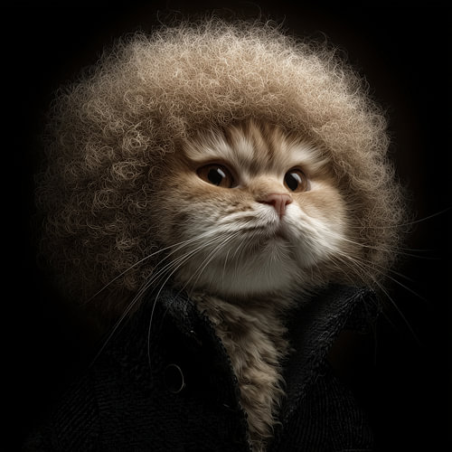 Orangefarbene Katze mit weißer Afro-Frisur von TheXclusive Art