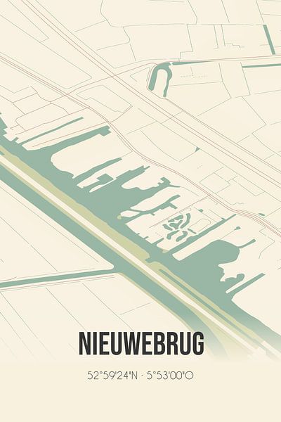 Vintage map of Nieuwebrug (Fryslan) by Prints of Place