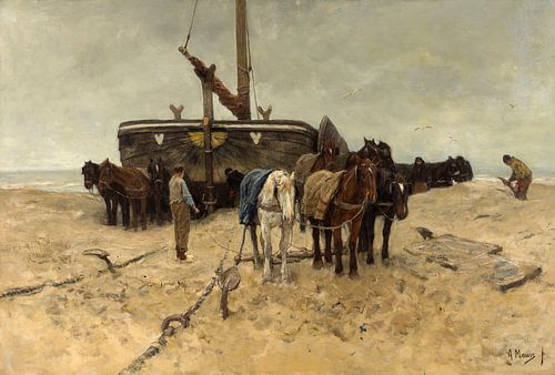 Bomschuit op het strand, Anton Mauve