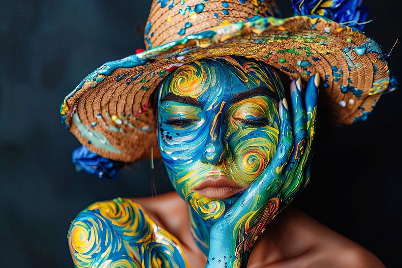 Portrait with van Gogh influence by Egon Zitter