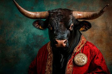 Stier in een koninklijke jas - Elegant en majestueus van Poster Art Shop