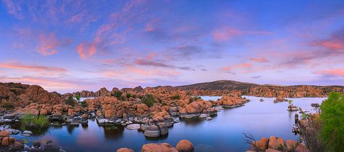 Zonsondergang bij Watson Lake, Prescott, Arizona