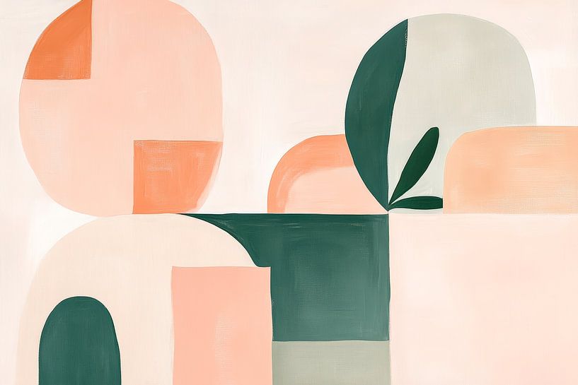 Abstracte vormen in zachte kleuren van Poster Art Shop