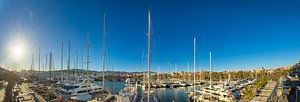 Panoramablick auf den Yachthafen im Stadtzentrum von Palma de Mallorca, Spanien