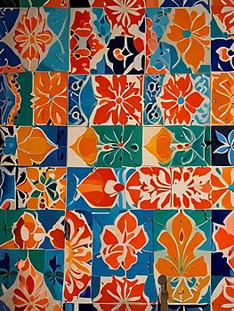 Patronen op de tegelachtergrond