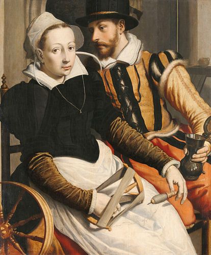 Man en vrouw bij een spinnewiel, Pieter Pietersz