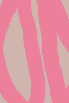 Moderne abstrakte minimalistische Formen und Linien in Neonpink und Beige