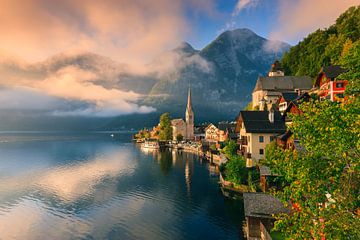 Zonsopkomst in Hallstatt, Oostenrijk van Henk Meijer Photography