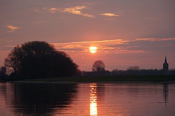 Sunset over the water