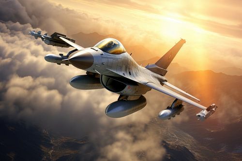 Jet fighter F16 by Digitale Schilderijen