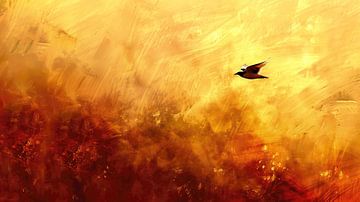 Bird in the evening sky by Frank Heinz